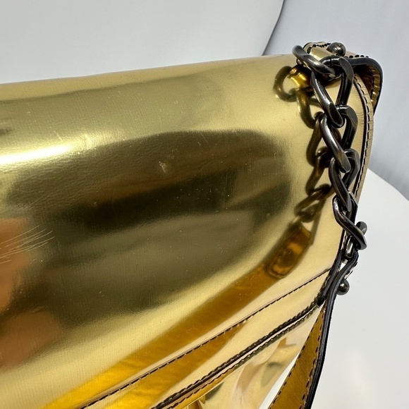 FENDI B. Bis Gold Metallic Flap Bag - Picture 6 of 12